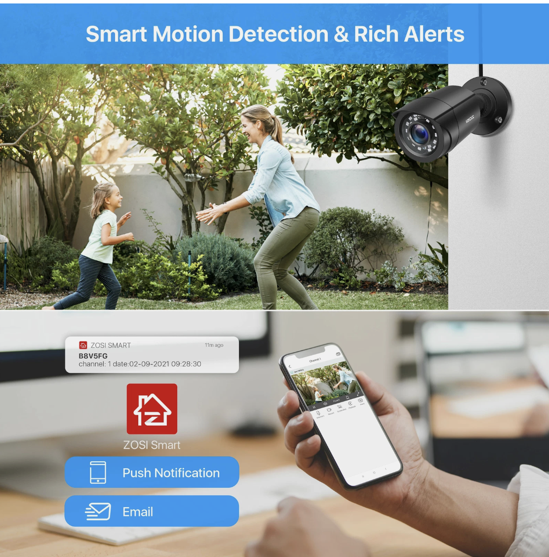 ZOSI 8-Channel 5MP Lite DVR 1080P Outdoor Home Security Camera System - Image 2