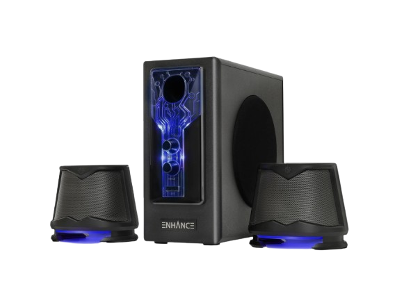 2.1 High Excursion Computer Speakers with Subwoofer & Blue LED - Gaming Speakers