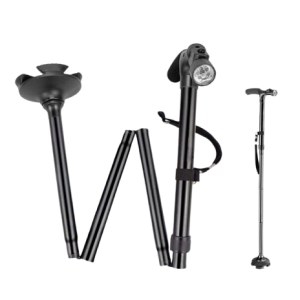 Trusty Base 4-Head Pivoting Folding Cane with LED Torch