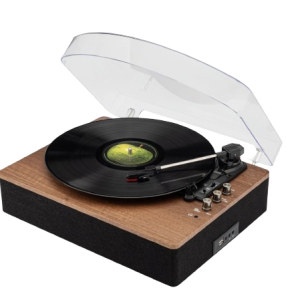 Retro Wooden 3-Speed Turntable - Built-in Stereo Speaker